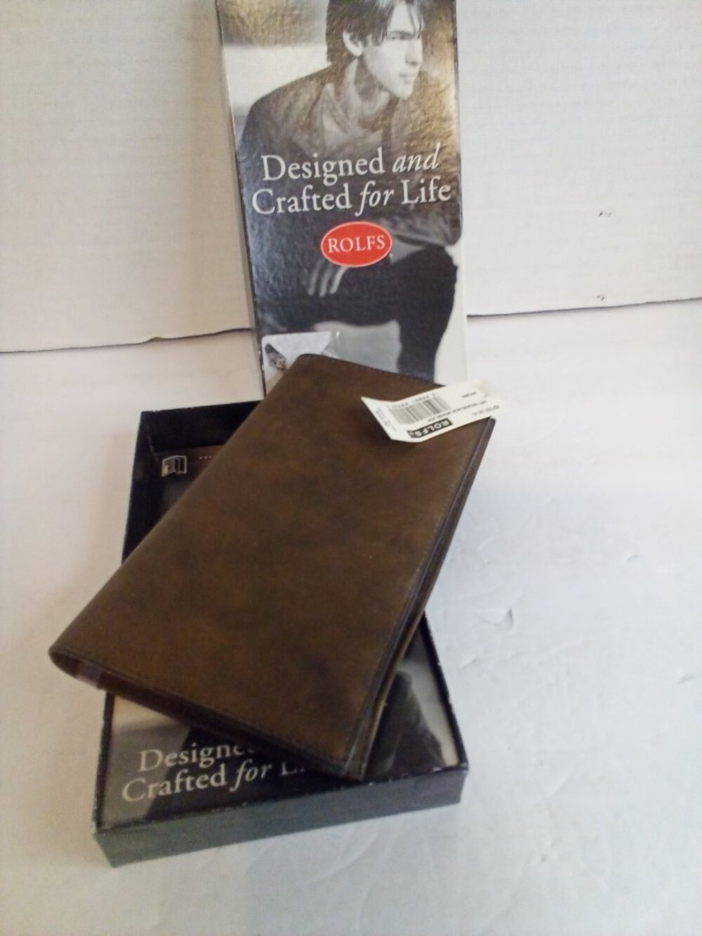 Rolfs Tri Fold Wallet Check Book Holder Pocket Secretary Leather Brown New